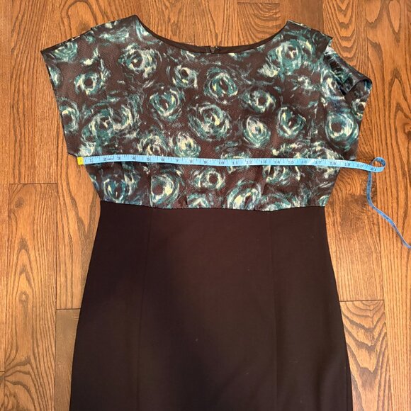 Ann Taylor Dress Black Green S/S Silk Stretch Career Christmas New Years Sz 8 - Picture 9 of 10
